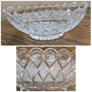 VTG Anglia by Nachtmann Lead Crystal Oval Dish 10" Thumbprint Scalloped Edge
